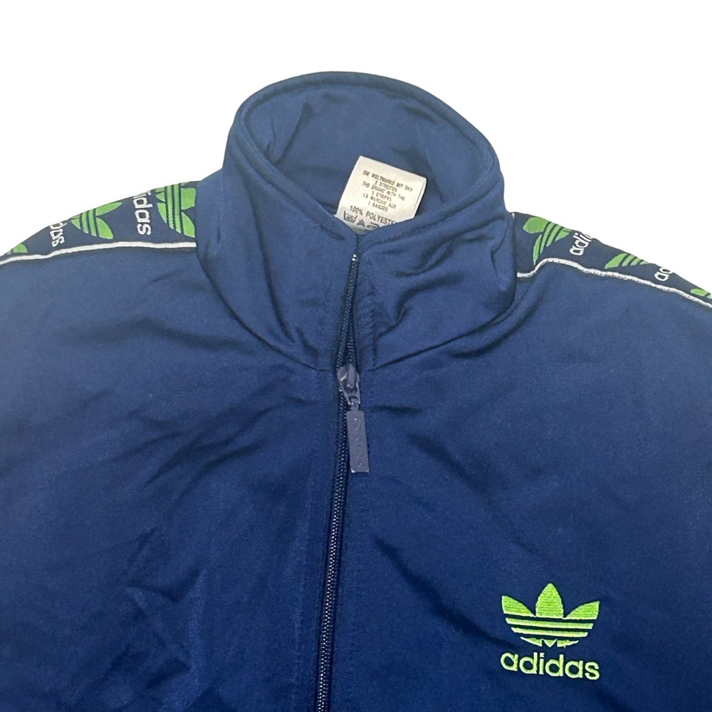 Adidas Blue Track Jacket with Green Logo